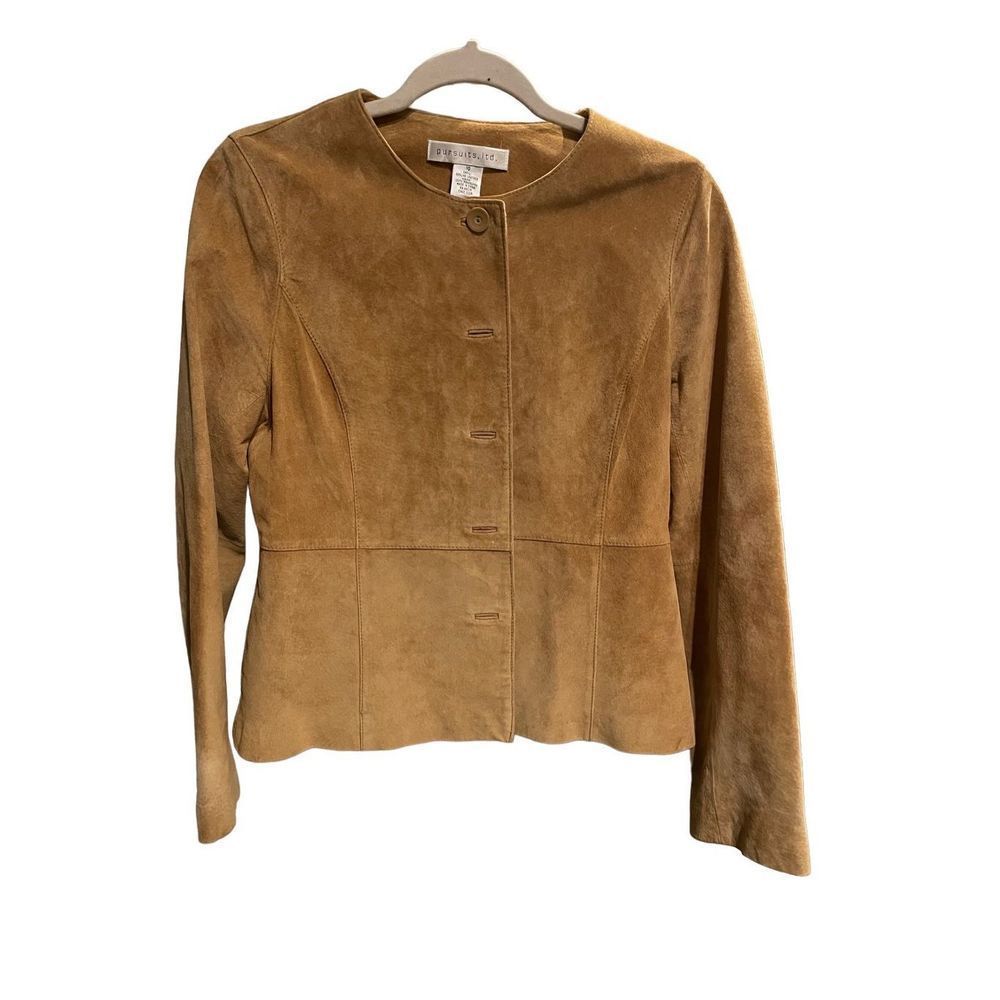 Liz Claiborne Women's Tan Suede Button-Front Jacket